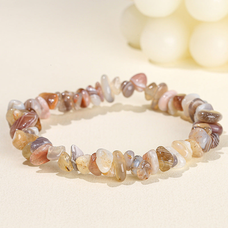 Wholesale natural crystal agate colorful gravel elastic bracelet