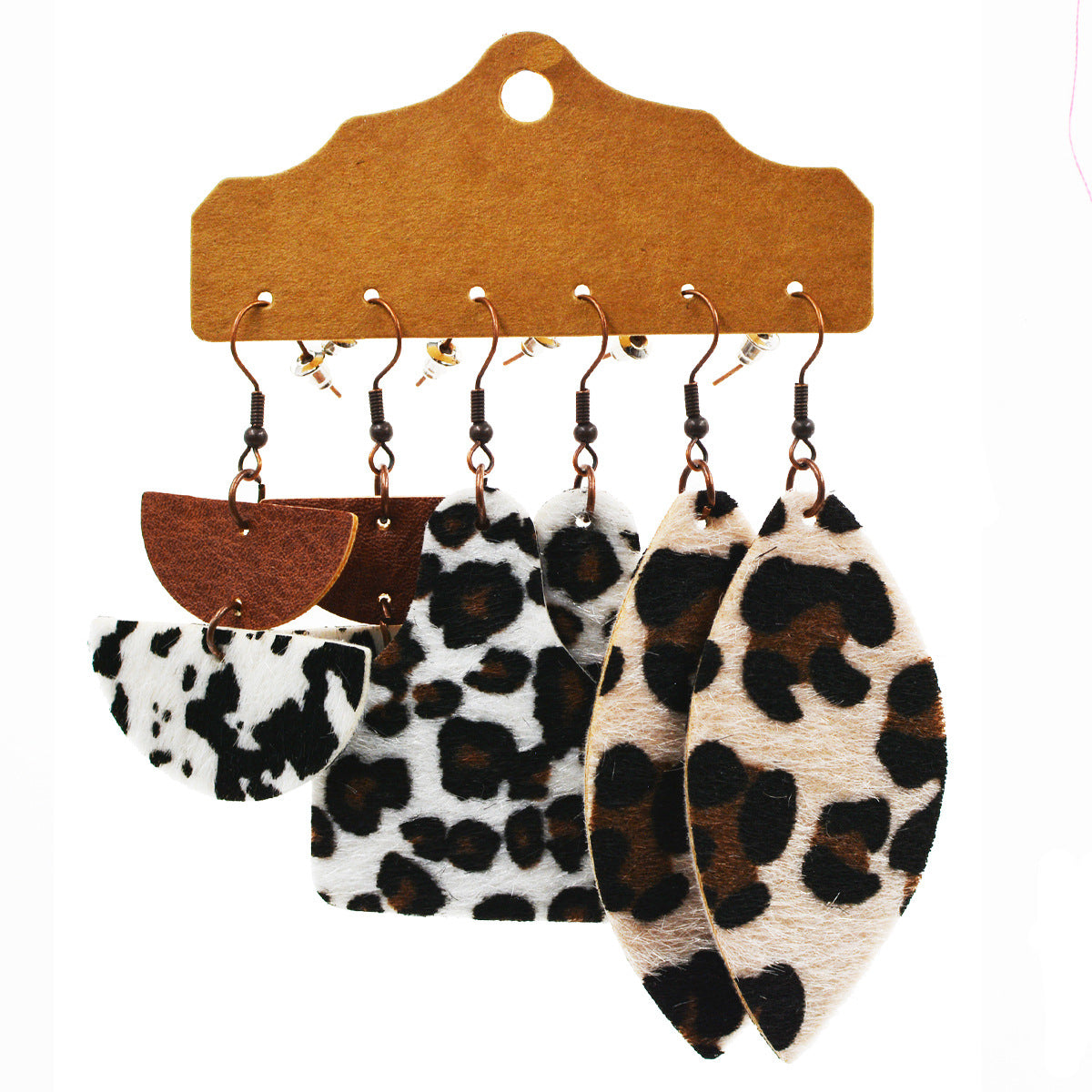 Wholesale Western Style Leopard Print Cow Earrings