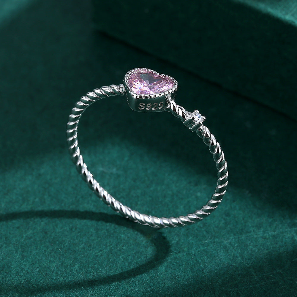 Wholesale Twisted Rope Twist Pink Love Sterling Silver Ring