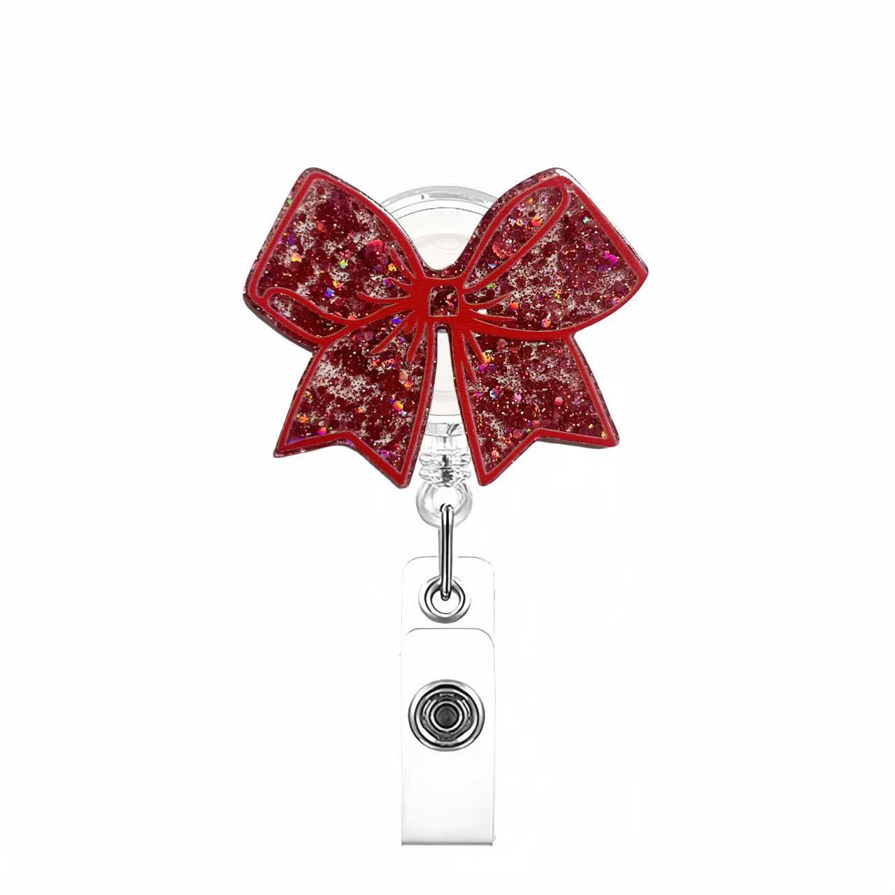 Wholesale Pink cherry medical staff with diverse bows Badge Reels