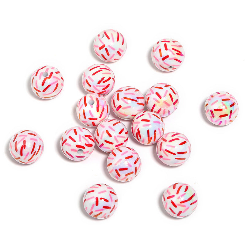 Wholesale 100PCS Holiday Party Ribbon Print Colorful Polka Dot Acrylic Beads