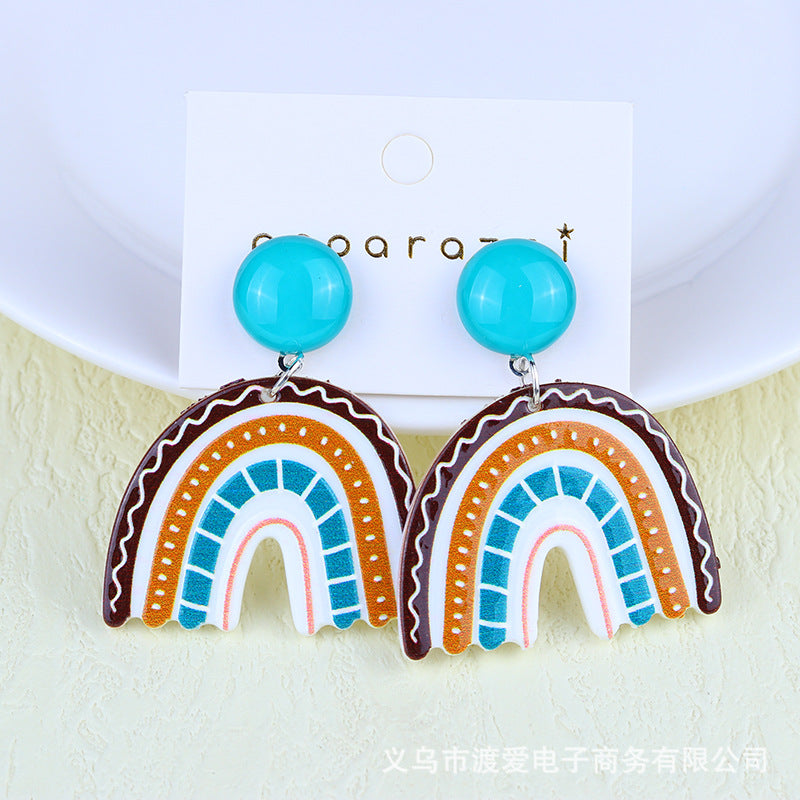 Wholesale Rainbow contrast summer acrylic earrings