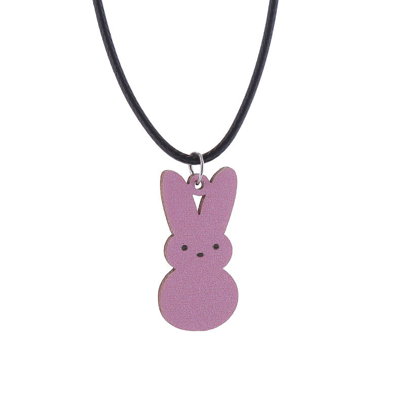 Wholesale Easter Candy Color Bunny Wooden Earrings