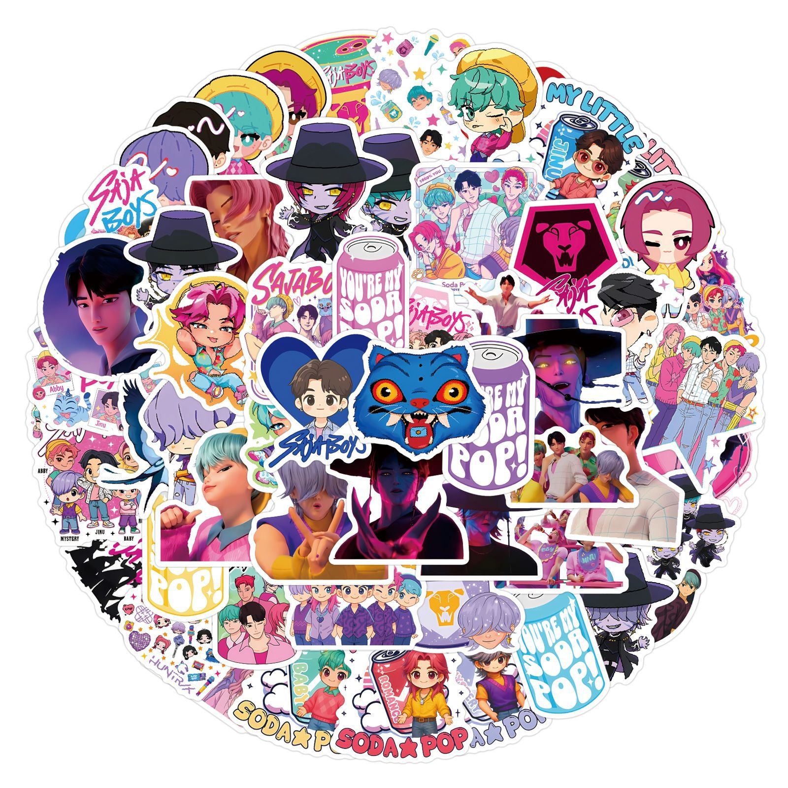 Wholesale 55pcs Purple Cute Girl Series Waterproof Vinyl Stickers OLY Exclusive