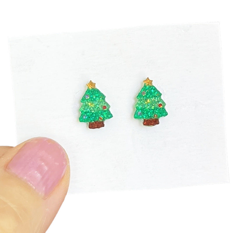 Wholesale  2pairs/pack  Christmas tree bow gingerbread shiny earrings