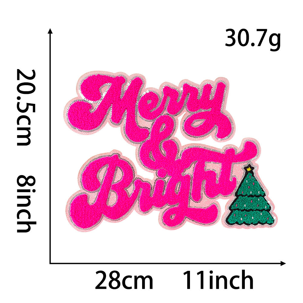 Wholesale Christmas Gingerbread Man Sequin Embroidered Patch Red Green Large Iron On DIY Decorative For Coats