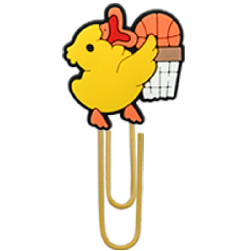 Wholesale Random 50pcs Little Yellow Duck Metal Soft Rubber Paperclip Bookmarks