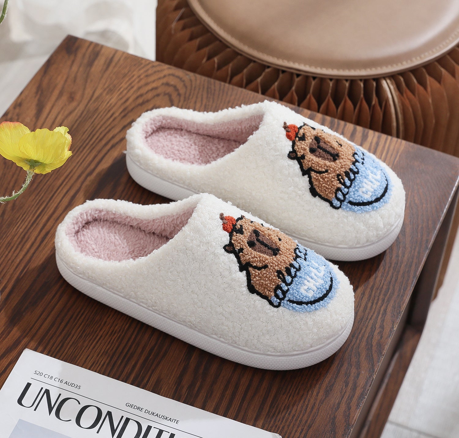 Wholesale Cotton Home Winter Dachshund Animal Embroidery Warm Slippers