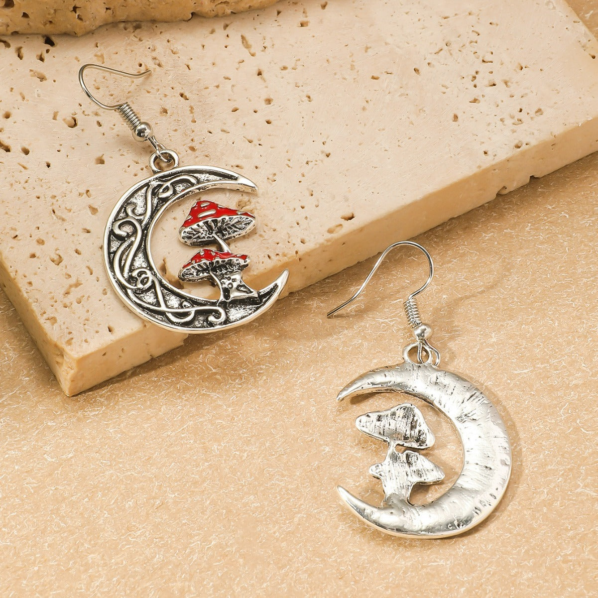 Wholesale Stylish and Simple Moon Red Mushroom Earrings