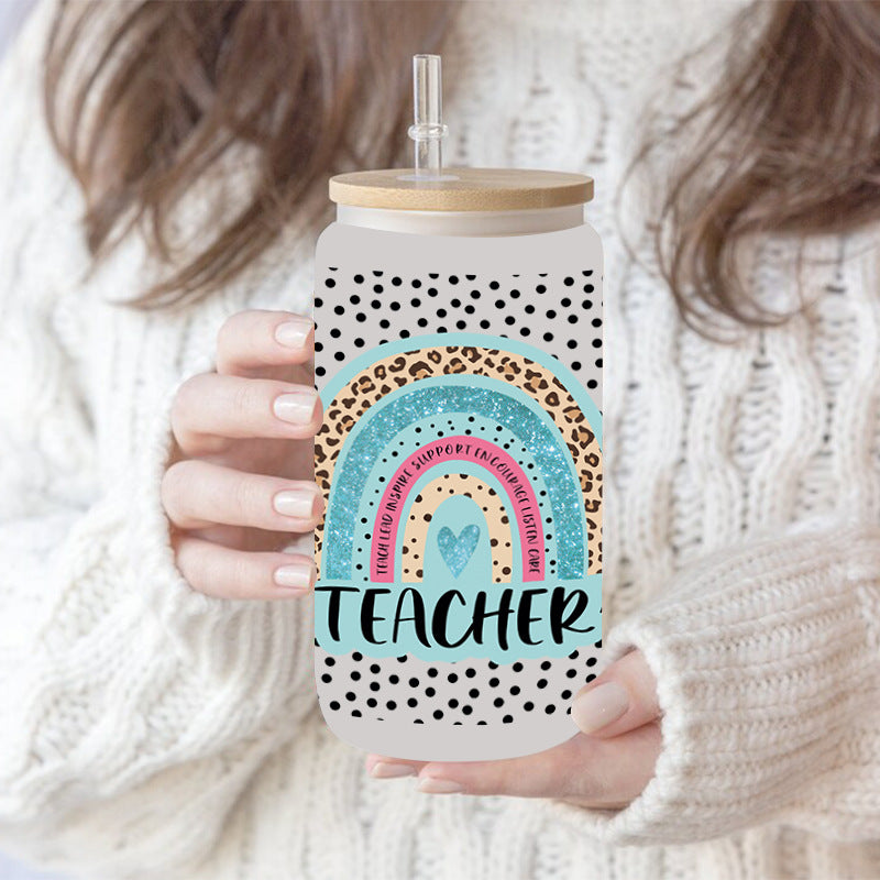 Wholesale Cartoon Cute Teacher Campus Theme 16oz Cup UV DTF Wraps