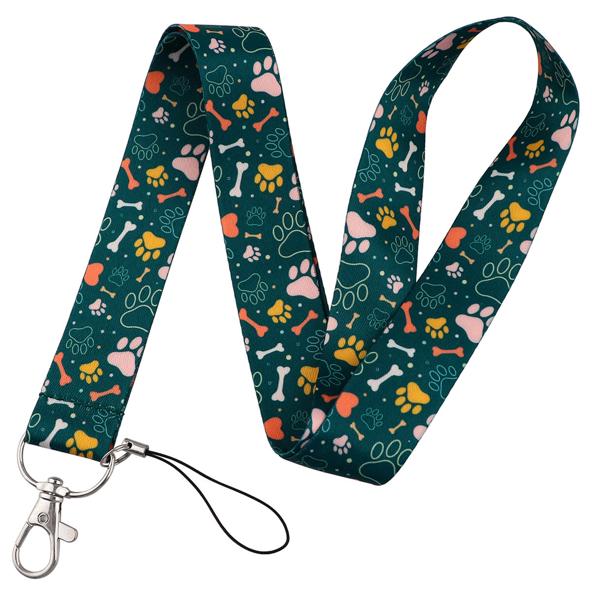 Wholesale Puppy Dog Paw Print Card Holder Webbing Polyester Lanyard Keychain