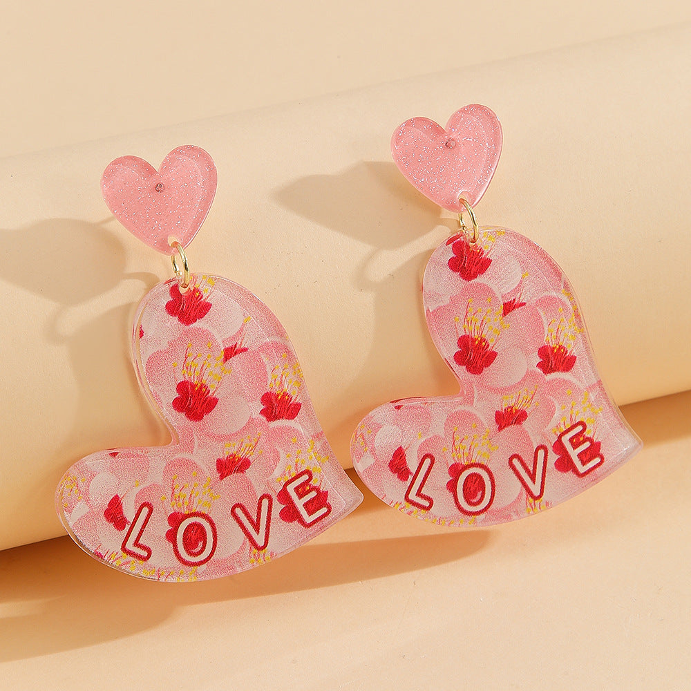 Wholesale Valentine's Day LOVE Irregular Love Acrylic Earrings