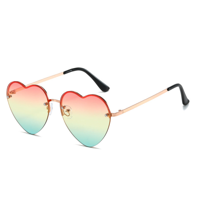 Wholesale Heart Half Frame Fashion Sunglasses