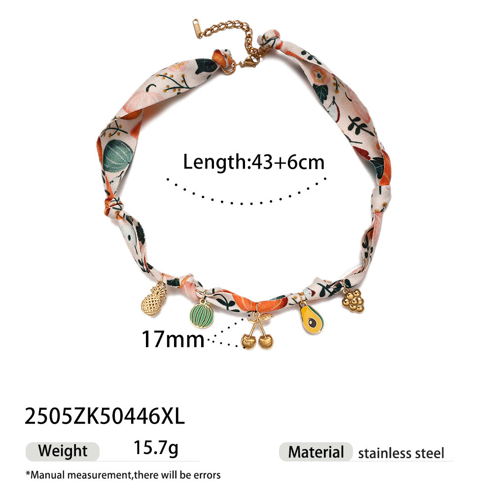 Wholesale Tina European and American Stainless Steel Pendant Necklace Sweet Cool Sexy Style Silk f Braided Colorful Necklace Clavicle Chain Necklace Jewelry