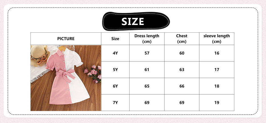 Wholesale Girls Color Block Short Sleeve Shirt Dress