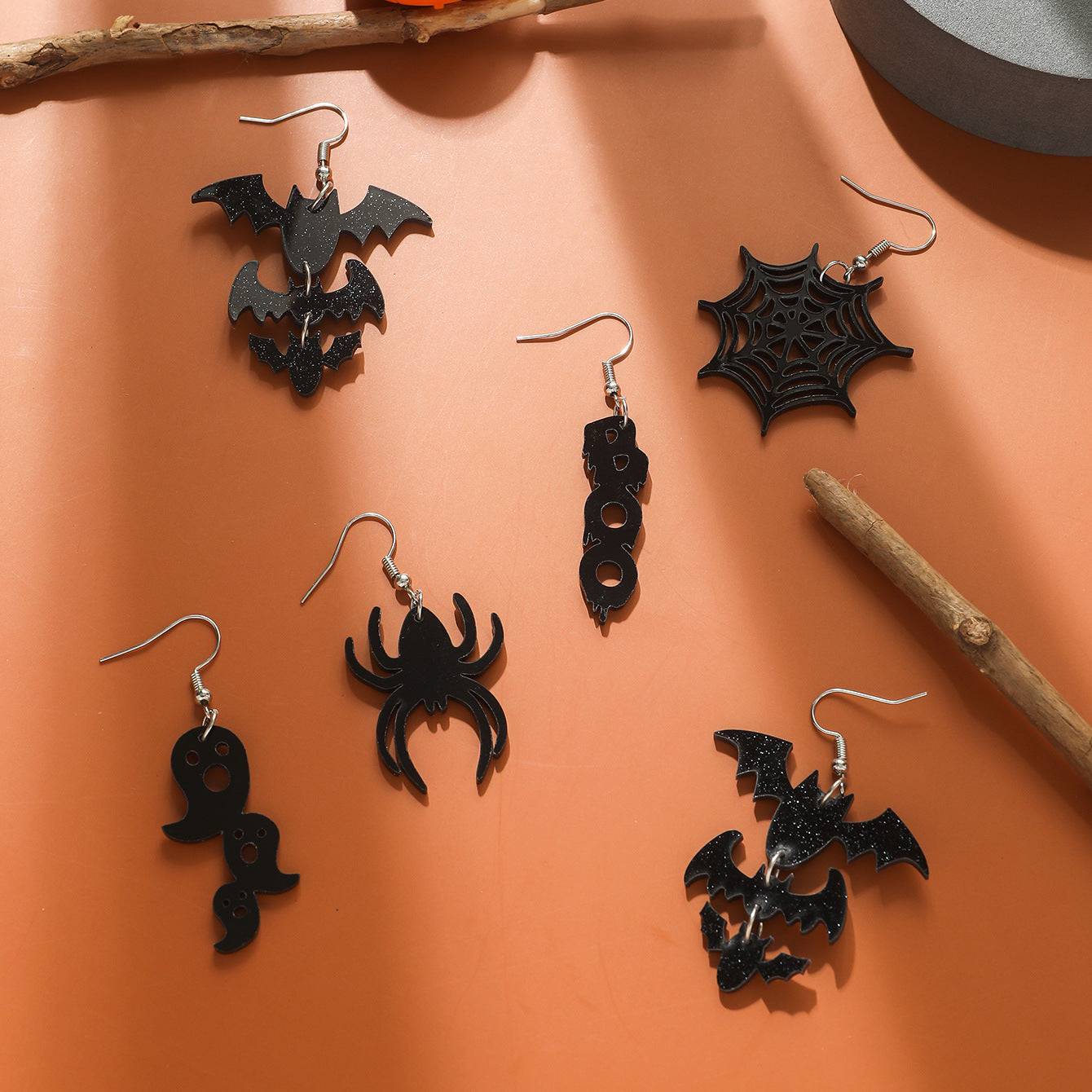 Wholesale Halloween Cartoons Spooky Ghosts Pumpkin Acrylic Earrings