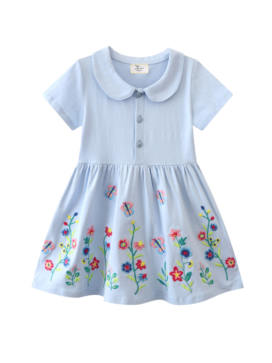 Wholesale Trendy Girls Cotton Short Sleeve Doll Collar Princess Dress Boutique Summer Style For Everyday Wear And Gift