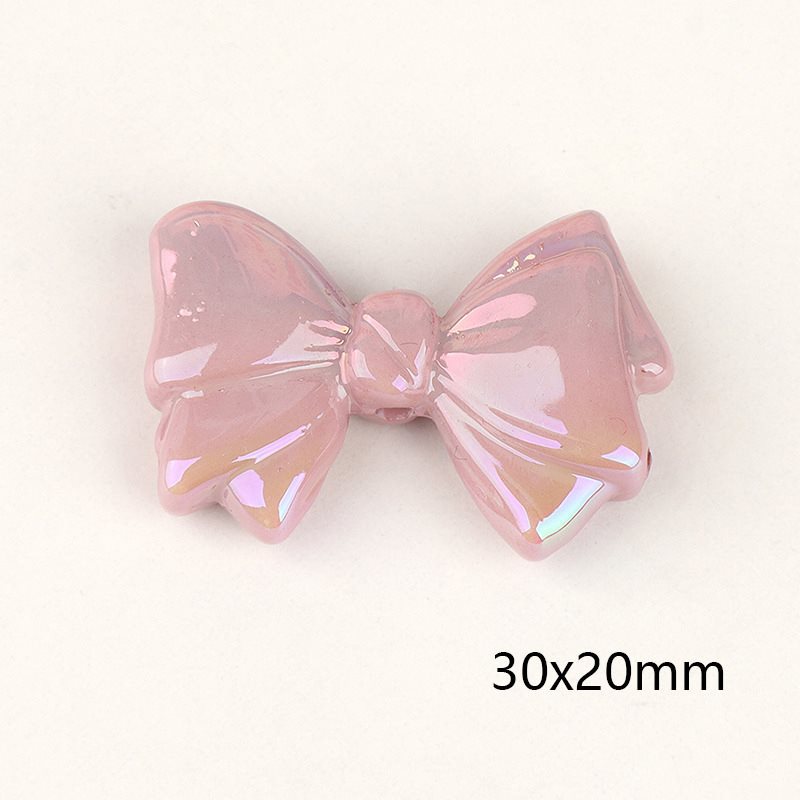 Wholesale 2PCS Acrylic Color Plated Double-sided Three-dimensional Bow Beads
