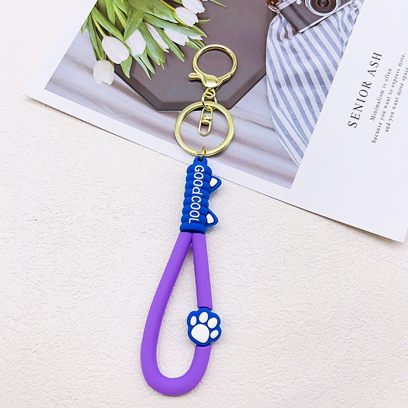 Wholesale Cat Claw PVC Leather Rope Keychain