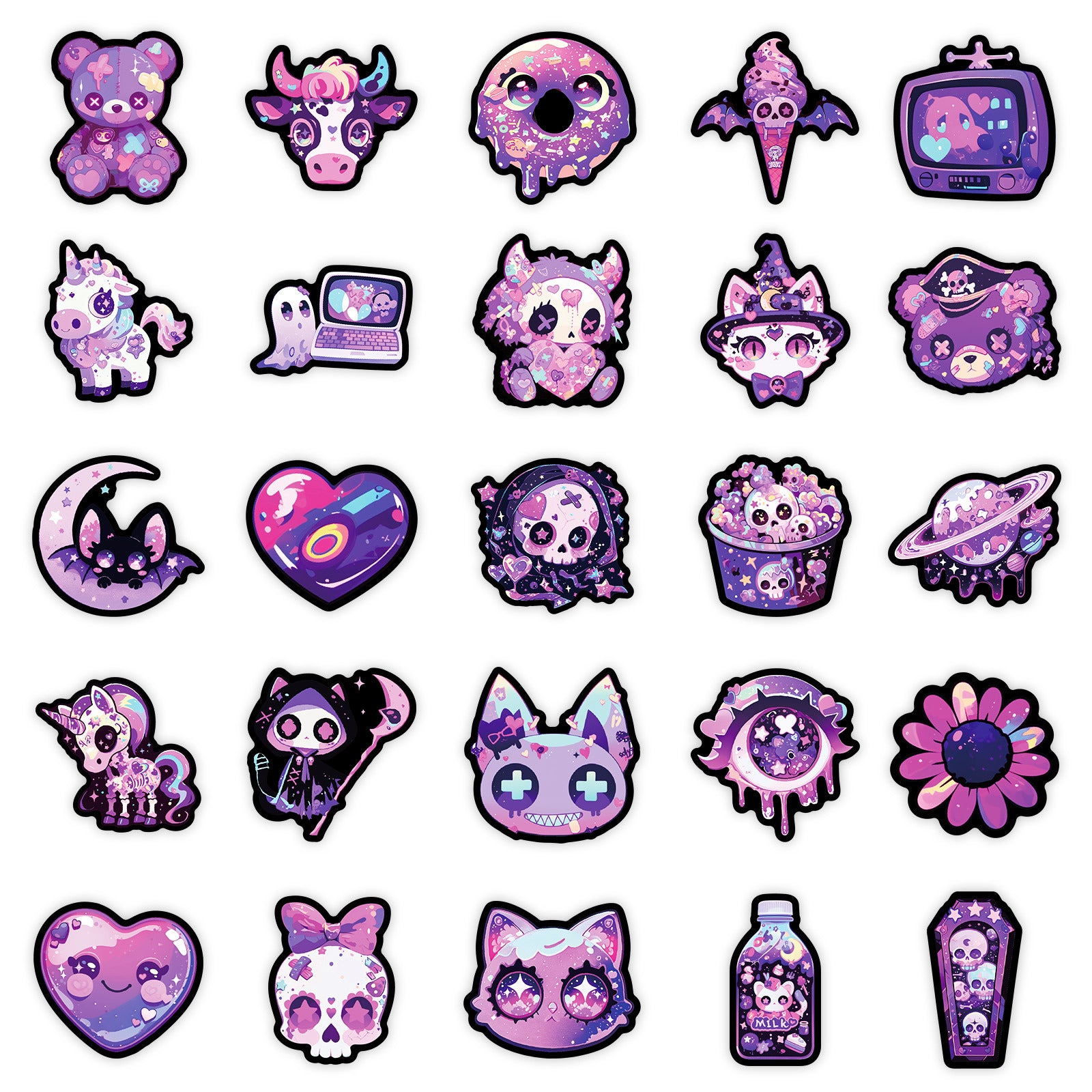 Wholesale 50pcs Cute Hand Drawn Gothic Magic Stickers