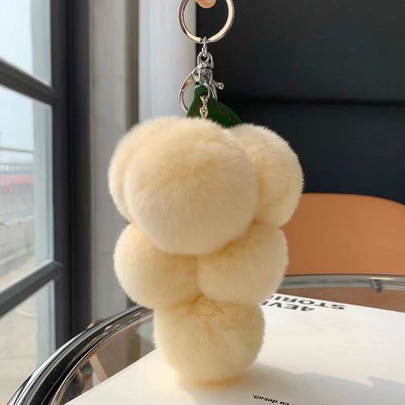 Wholesale Cute Grape Imitation Rex Rabbit Fur Plush Ball Keychain