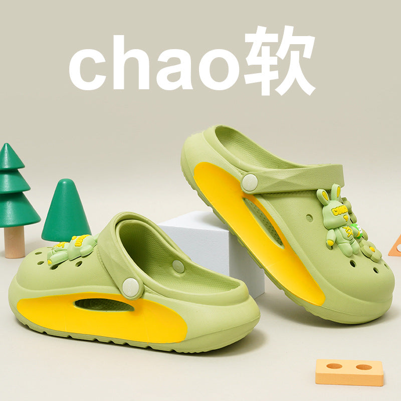 Wholesale  New Style Hole Shoes Women's Summer Outer Wear Soft Bottom Baotou Sandals and Slippers Women's Non-Slip Fashionable