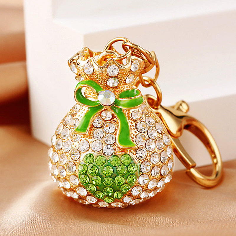Wholesale Metal Pearl Heart Lucky Bag Keychain Cute Car Key Accessory Bag Charm For Women Gift