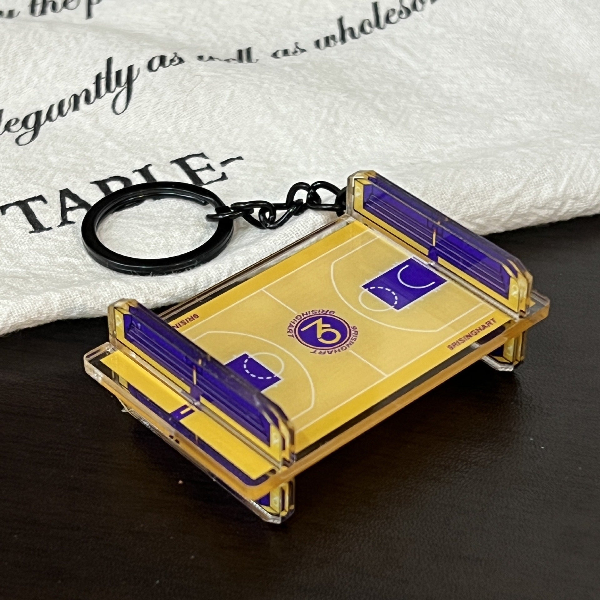 Wholesale Acrylic sports basketball court keychain