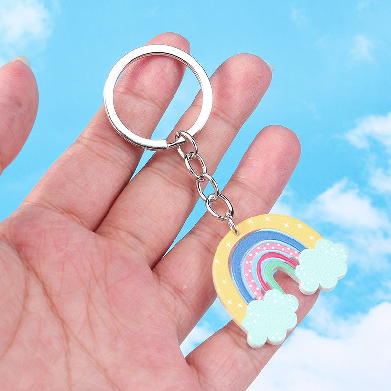 Wholesale Acrylic Rainbow Keychain School Bag Accessories Pendant