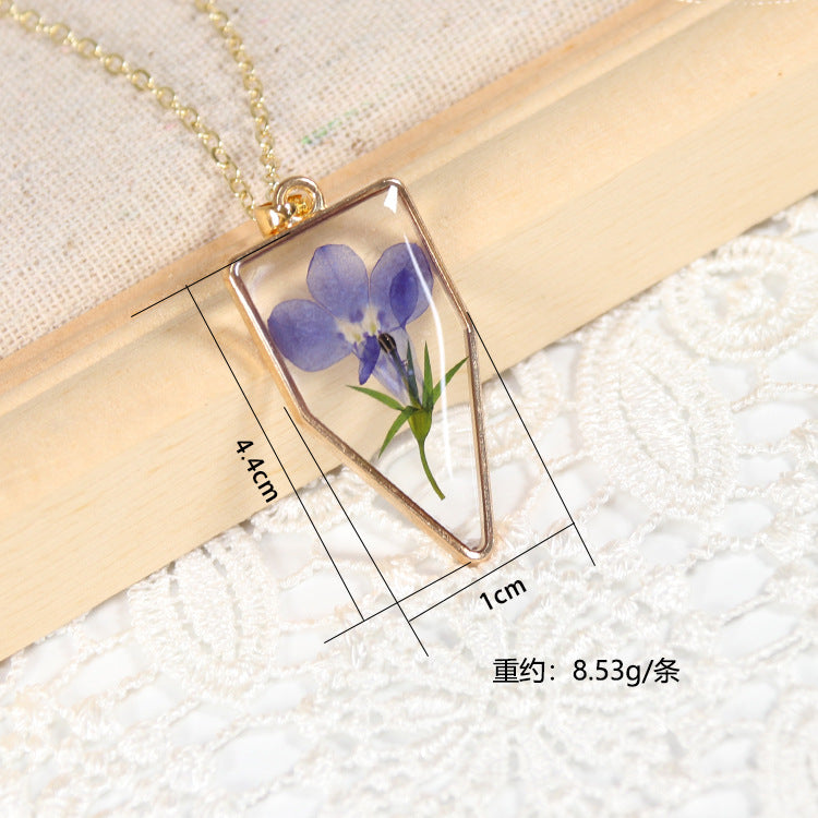 Wholesale 10pcs Geometric Dried Flower Gypsophila Natural Plant Specimen Necklace