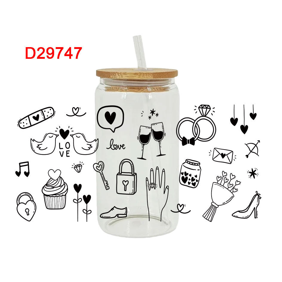 Wholesale Pink Love Bow Valentine's Day 16oz Cup UV DTF Wraps