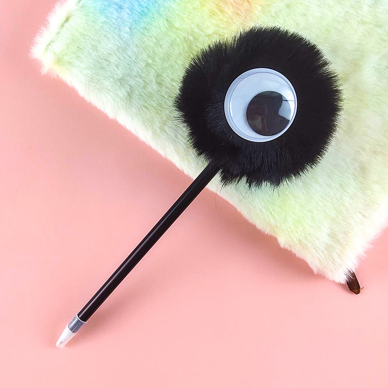 Wholesale Big Eyes Cute Fur Ball Plush Gel Pen