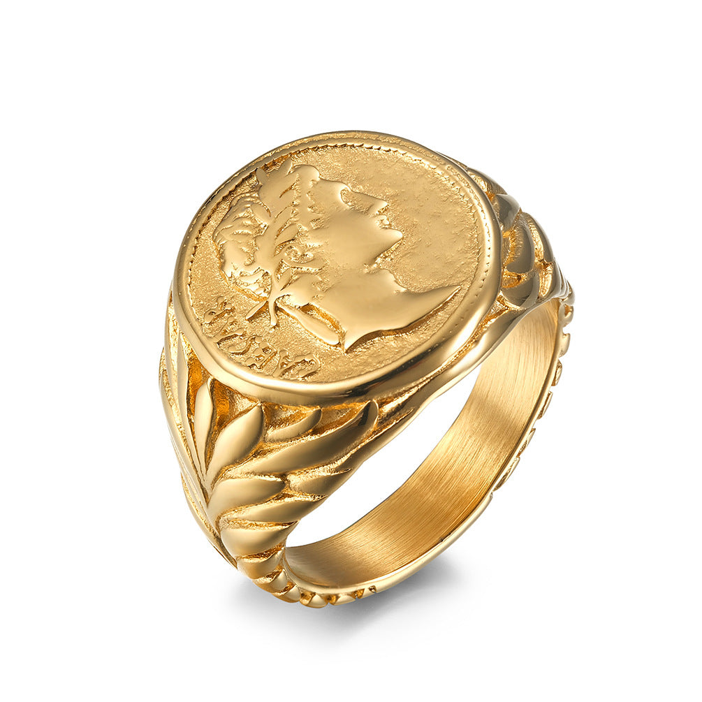 Wholesale Vintage coin portrait stainless steel ring