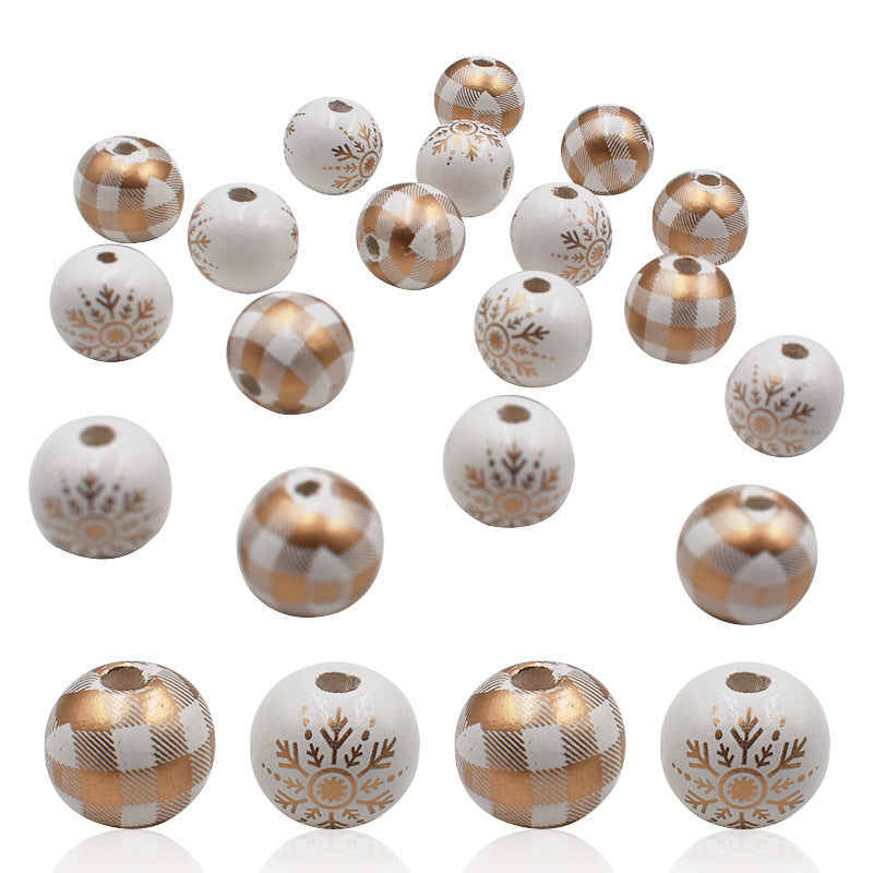 Wholesale  10pcs  Golden Thousand Bird Grid Wood Beads