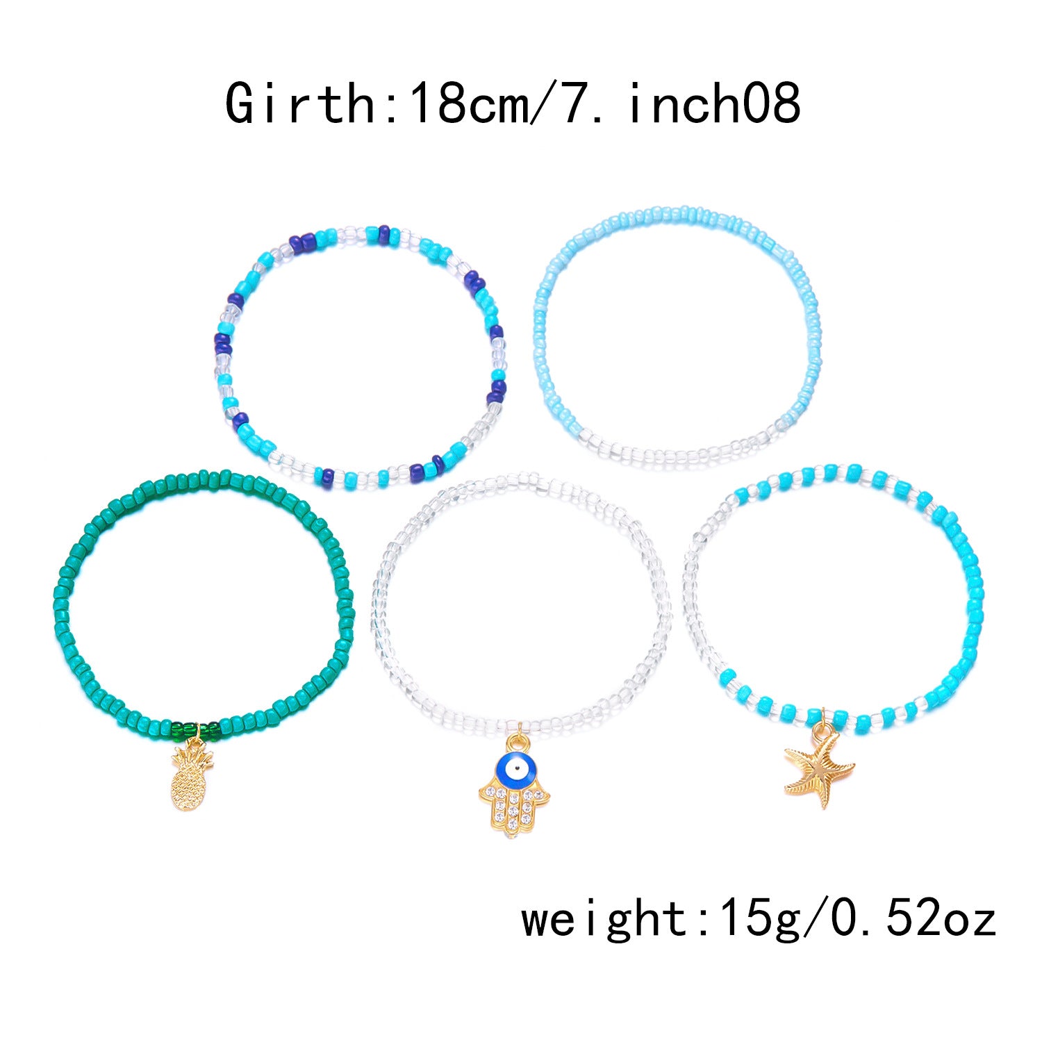 Wholesale Bohemian Starfish Beaded Shell Bracelet Evil Eye Bracelet Set