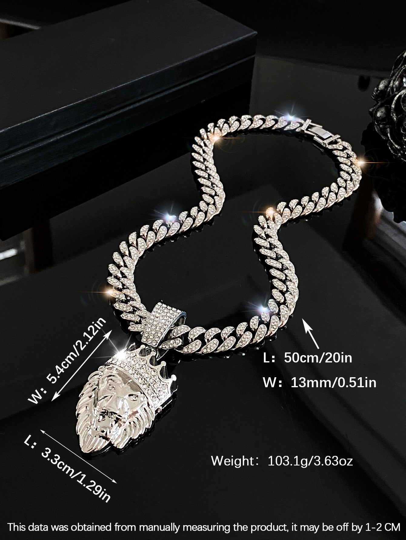 Wholesale Crown Lion Head Alloy Pendant Hip Hop Full Diamond Cuban Chain