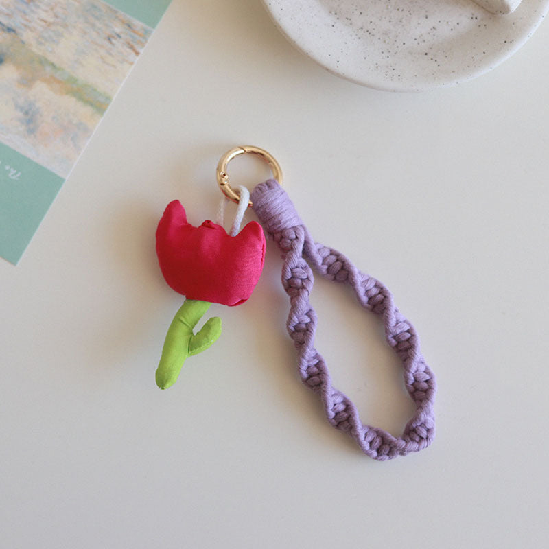 Wholesale Cotton Rope Tulip Handwoven Wrist Strap Keychain