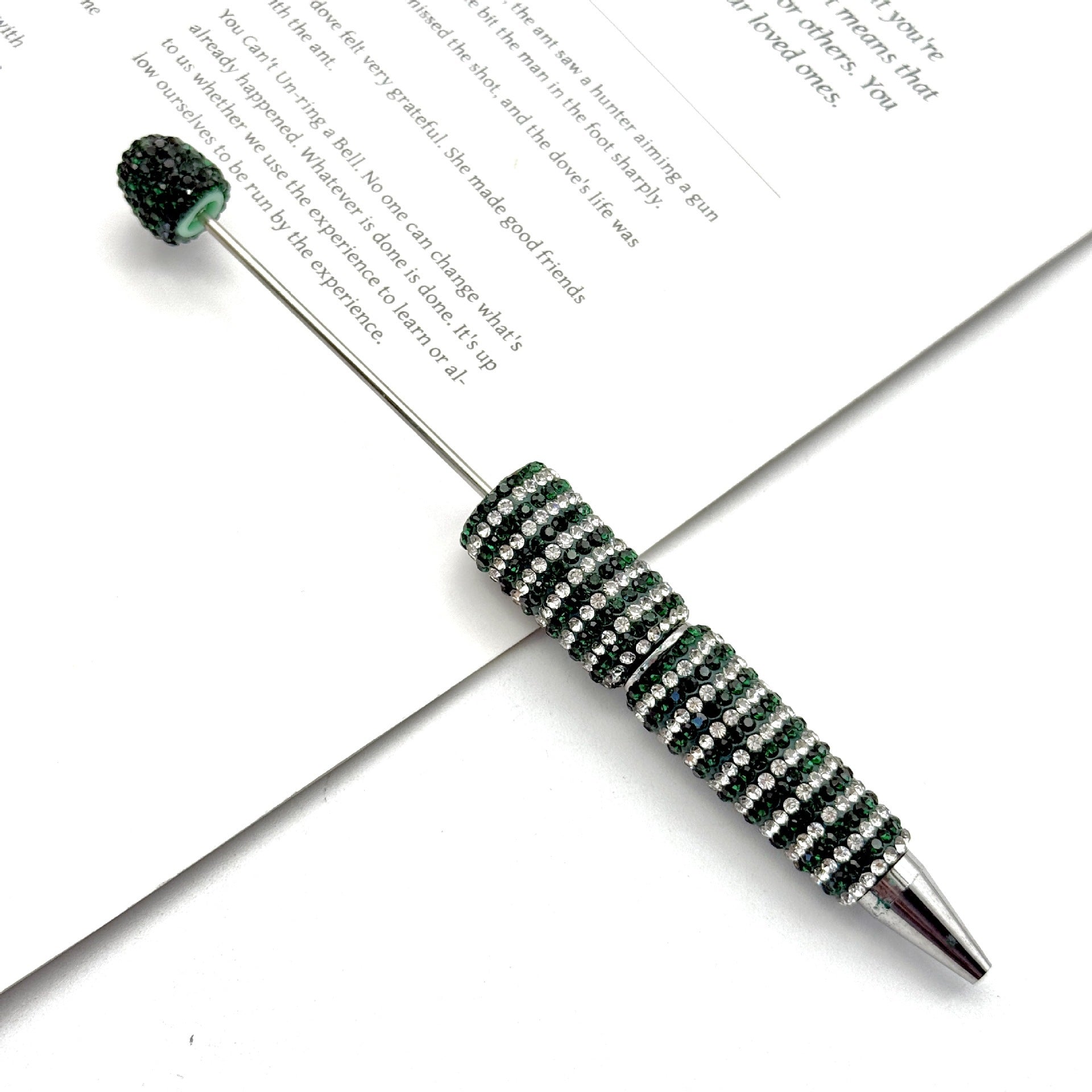 Wholesale Circular Textured Spiral Adorned Full Diamond-like Fancy Beadable Pens