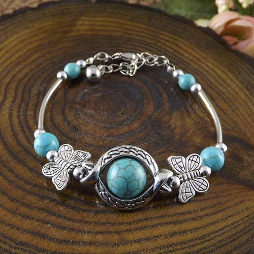 Wholesale Nepalese Retro Ethnic Style Turquoise Alloy Bracelet