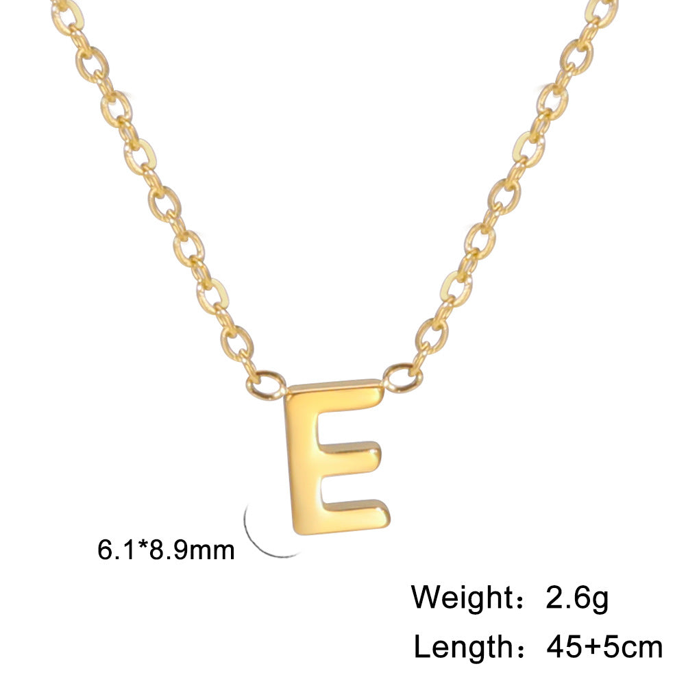 Wholesale 26 Letter 18k Genuine Gold Electroplating Non Fading Stainless Steel Necklace
