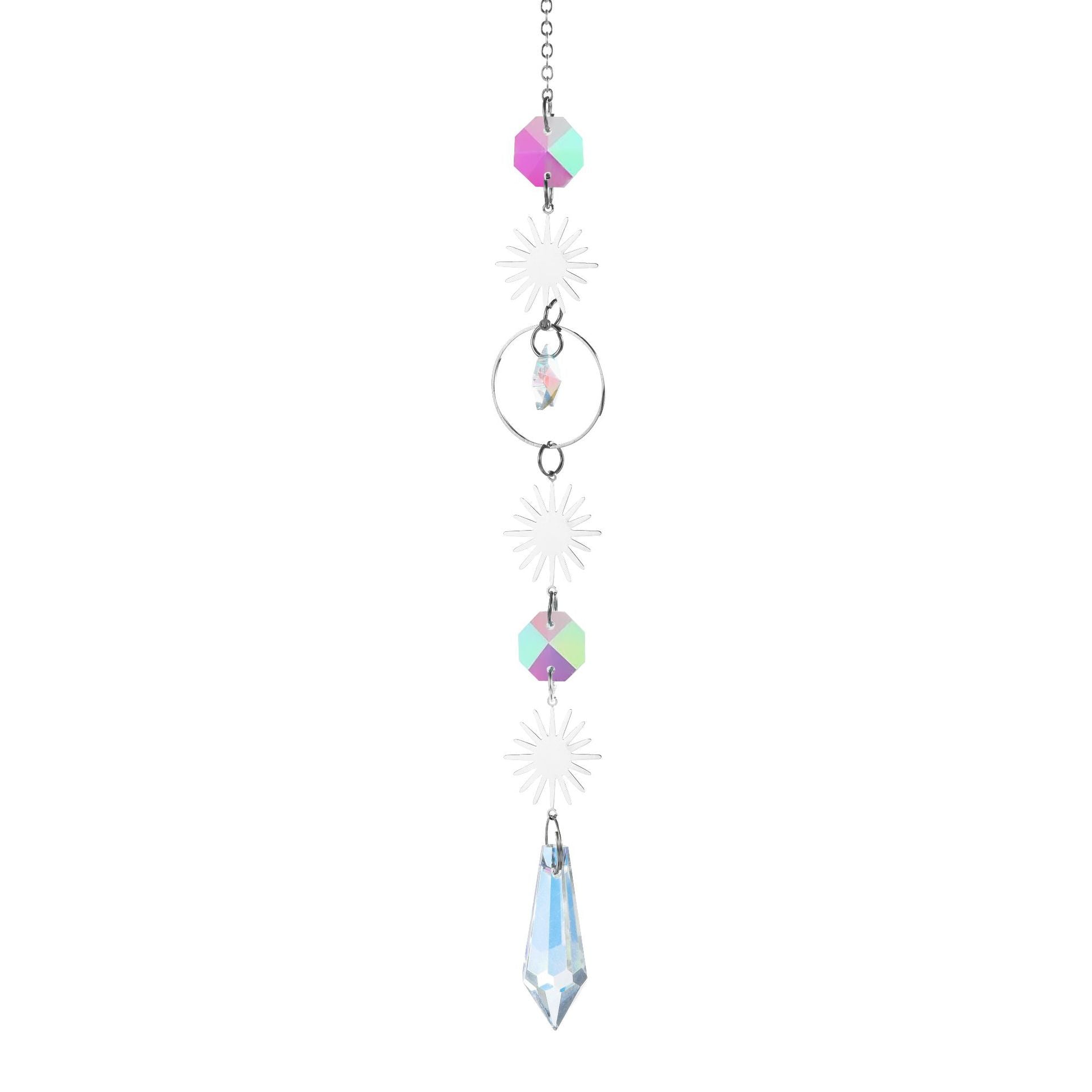 Wholesale silver series crystal wind chimes stars moon sun catcher