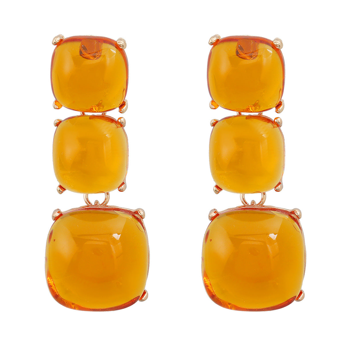 Wholesale Geometric Multi-layered Square Alloy Resin Earrings