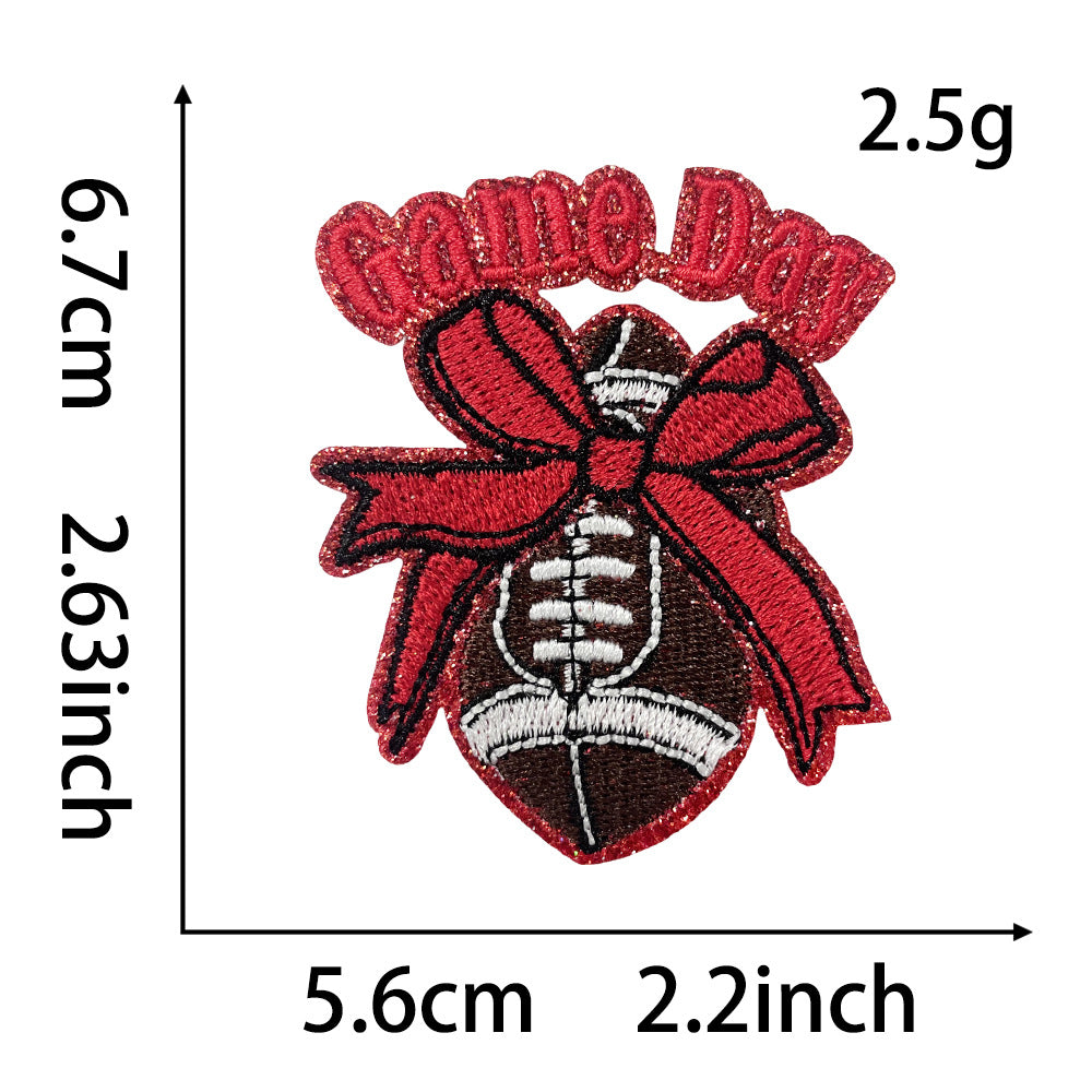 Wholesale Chic Gameday Football Embroidered Patch With Olive Ball Design Iron On DIY Fashion Accessory