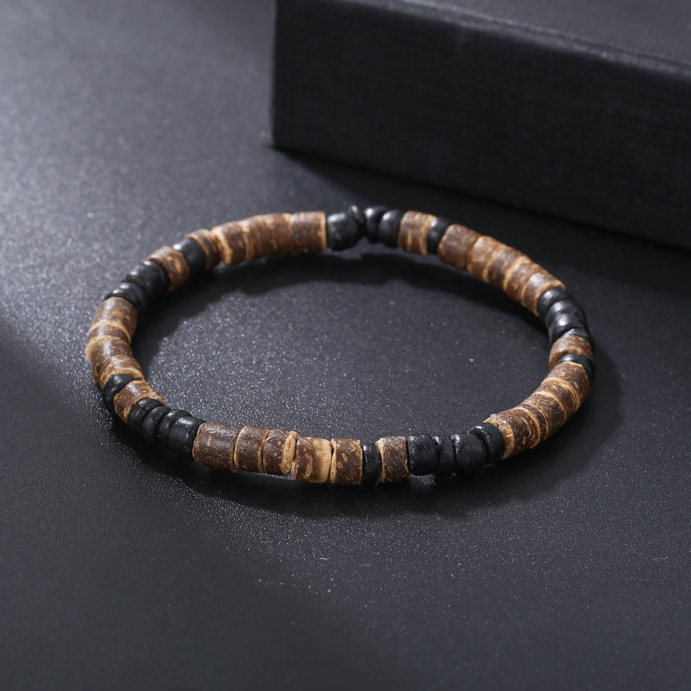 Wholesale Skull Retro Style Turquoise Wood Beads Coconut Shell Bracelet
