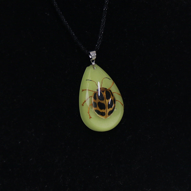 Wholesale 6pcs Resin Real Insect Luminous Pendant Necklace