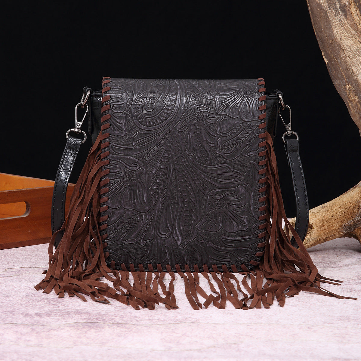 Wholesale Bohemian Aztec Leather Carved Shoulder Crossbody Bag