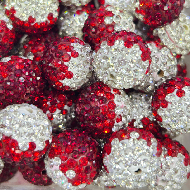 Wholesale 20pcs 16mm Gypsophila Colorful Gradient Soft Clay Diamond Ball Straight Hole Crystal Beads