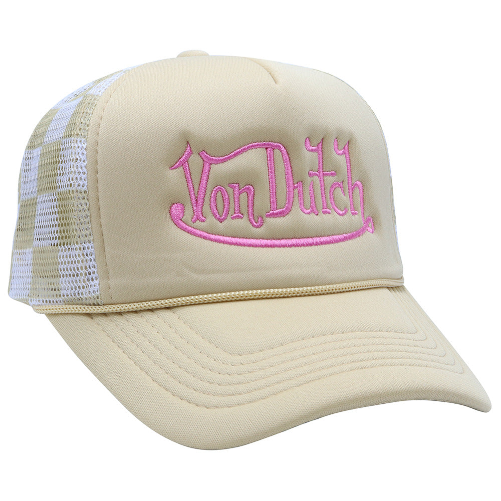 Wholesale Plaid Camouflage Embroidered Truck Hat Sun Protection Mesh Baseball Cap