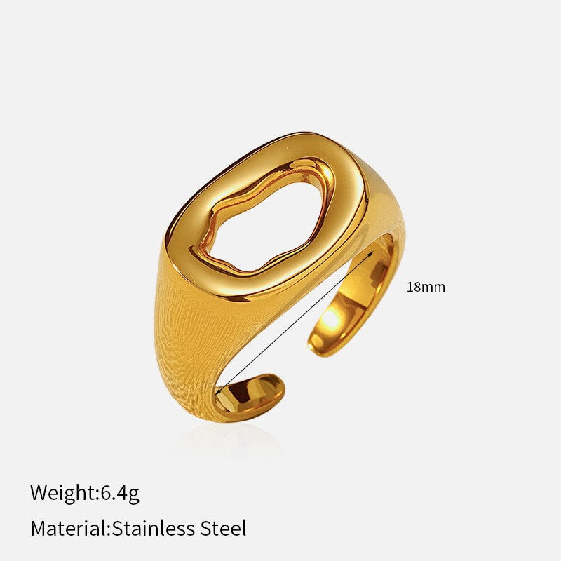 Wholesale Trendy Glossy Open Titanium Steel Ring Stainless Steel 18K Gold Plated Niche Ring