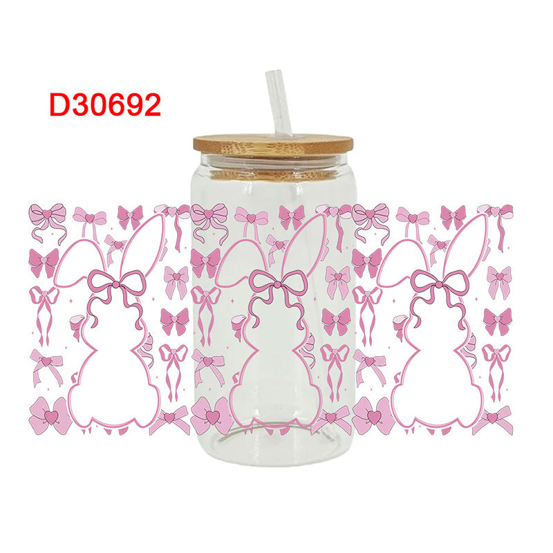 Wholesale Colorful bowknot cartoon rabbit Easter series 16oz Cup UV DTF Wraps